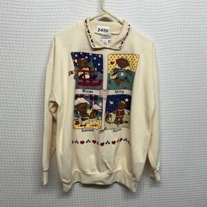 Vtg Act III  Womens Medium Sweatshirt 4 Seasons Bear Pullover Peter Pan Collar
